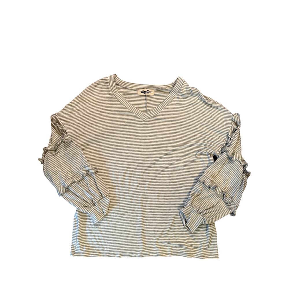 Haptics Striped Ruffle 3/4 Sleeve Blouse Women’s Size Medium